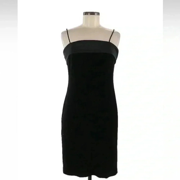 Vintage Alex Evenings Black Classic Cocktail Sheath Midi Dress Size 6P Petite - Picture 1 of 4